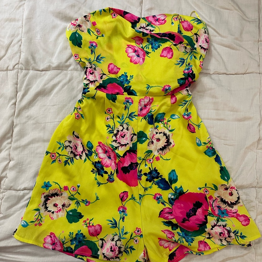 Express Vibrant Yellow Strapless romper